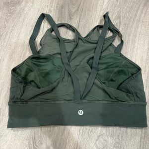 Lululemon army green mesh strappy padded sports bra